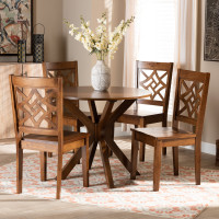 Baxton Studio Miela-Walnut-5PC Dining Set Baxton Studio Miela Modern and Contemporary Walnut Brown Finished Wood